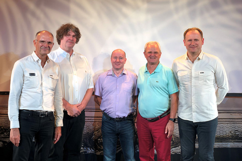 Ingo Dombrowski (Robe), David B. Scherz (CEO ASL Electronic), Sébastien Wira (product manager ASL Electronic), Harry von den Stemmen (Robe) and Robe CEO Josef Valchar