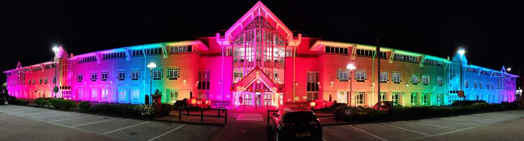 The movement’s traditional bright rainbow colours light ASDA’s head office in Leeds