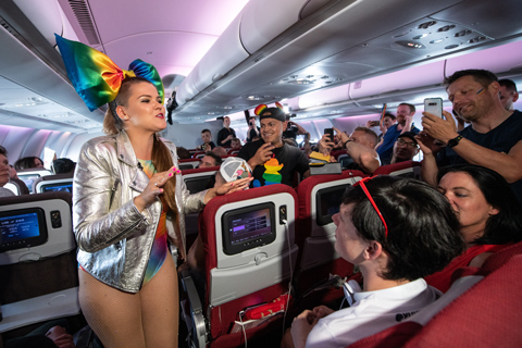 Party time at 35,000ft