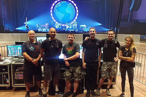 Vampire Weekend’s audio crew - Fred Cantin, Matt Andrade, Neil Heal, Justin Stiepleman, Ben Malone, and Nikki Berna