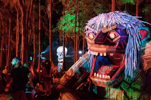 The fixtures washed monsters, goblins, mad beasts and other freakish figures in a range of scary colours