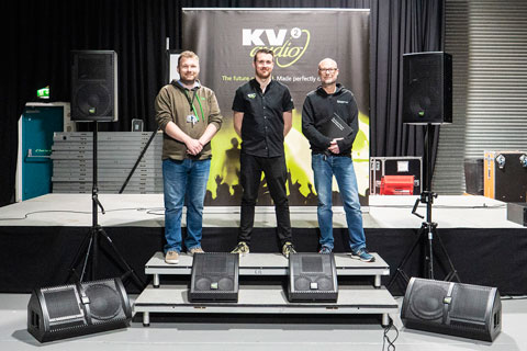 Frazer Gall (Backstage Academy), Tom Weldon (KV2 UK sales) and Johnny Goodwin (Backstage Academy)