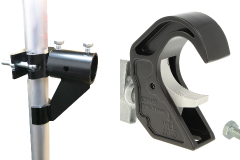 The Scaff Boom Arm (left) will make its US tradeshow debut