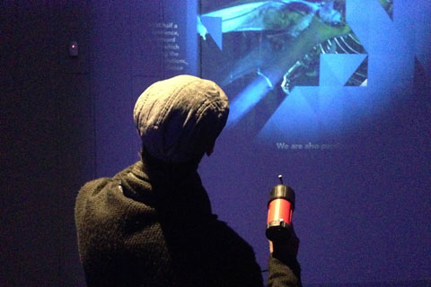 The installation saw visitors enter a tunnel and pass through the different stages of a story