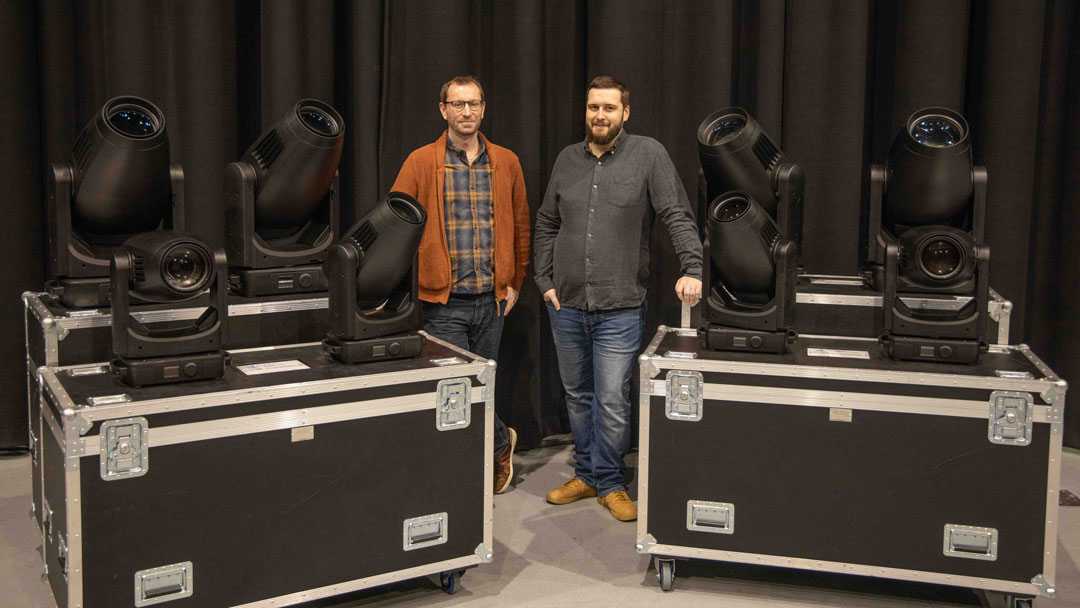 Ambersphere’s Rob Beamer with Adlib’s head of lighting and video, Tom Edwards