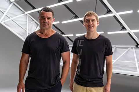 Harry Dakanalis (left) with Daniel Miller who developed the software specifically for the studio