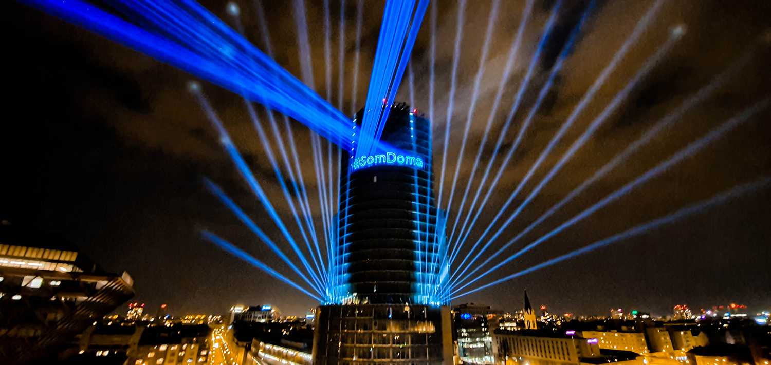 The light beams represented ‘a message of hope for a new future’