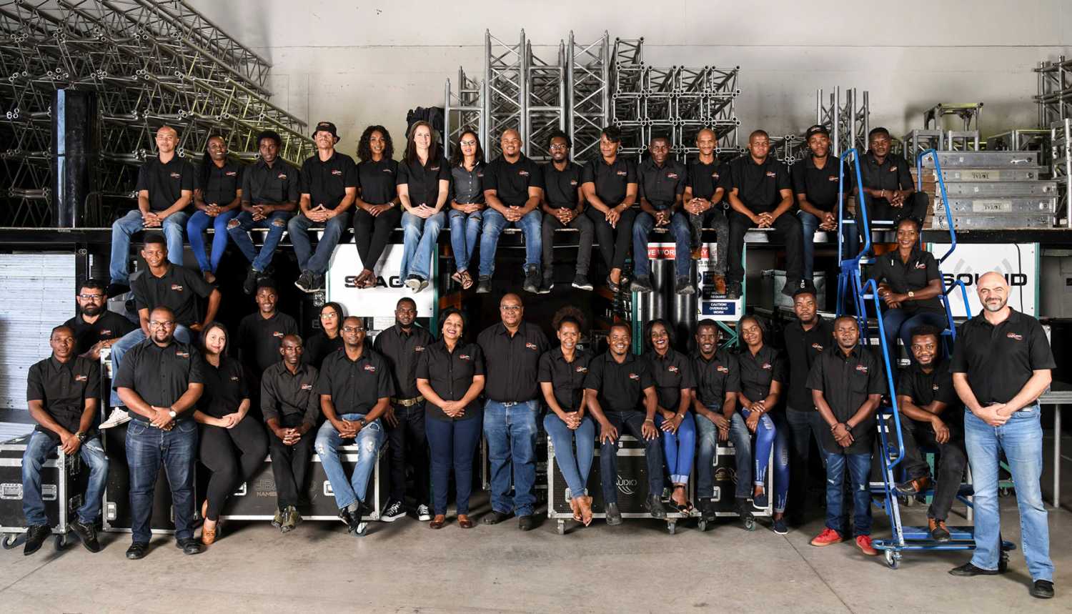 The db Audio Namibia team photographed at the end of 2019 - and before social distancing