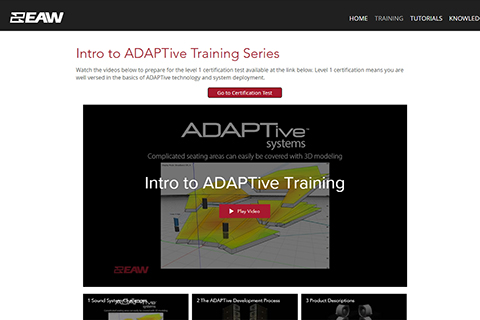 EAW’s training section allows audio pros to stay up-to-date