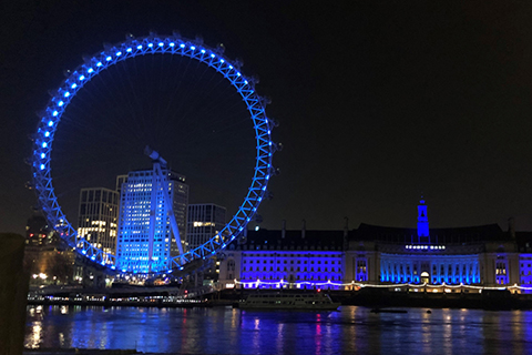 Landmarks across the world have taken part by illuminating blue on Thursday nights