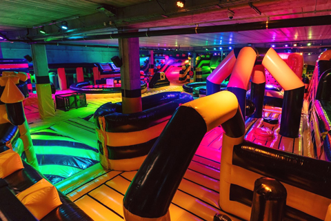 The venue offers a metropolis of inflatable structures of every conceivable shape