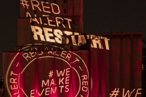 Red Alert on the historic Stone Arch Bridge I Photo: Seth Scott