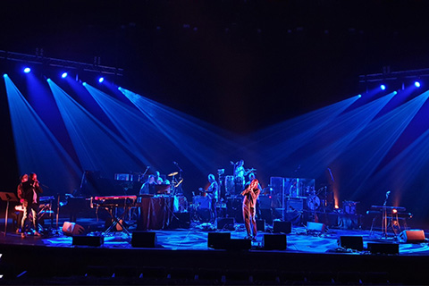 Ayrton Ghibli fixtures at work on A Celebration of Talk Talk and Mark Hollis at the Royal Festival Hall, with lighting design and operation by Joel Stanners (© Joel Stanners, courtesy of the Southbank Centre)