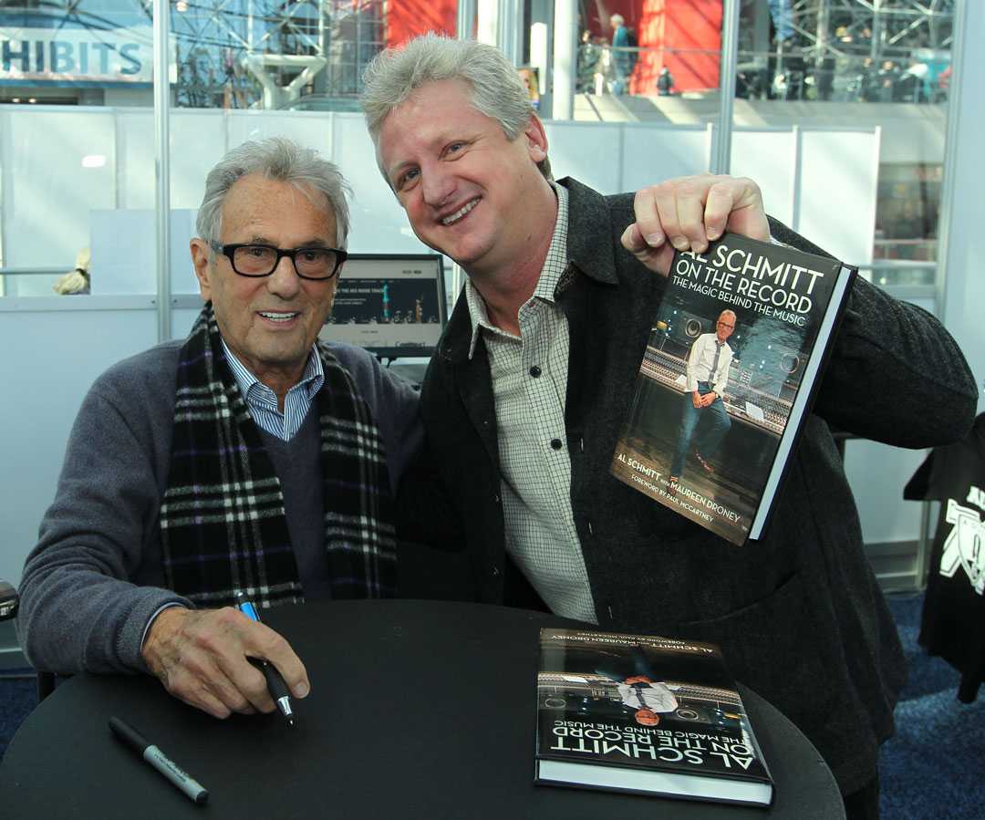 Mark Brunner (right) with engineer/producer Al Schmitt, at an AES Convention book signing