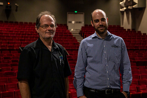 Jim Thorogood and Ashley Salter at the Pilbeam Theatre (pre-covid photo: Louise Stickland)