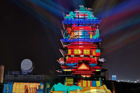 The 90m high Yellow River Tower is the centrepiece of a night-time extravaganza