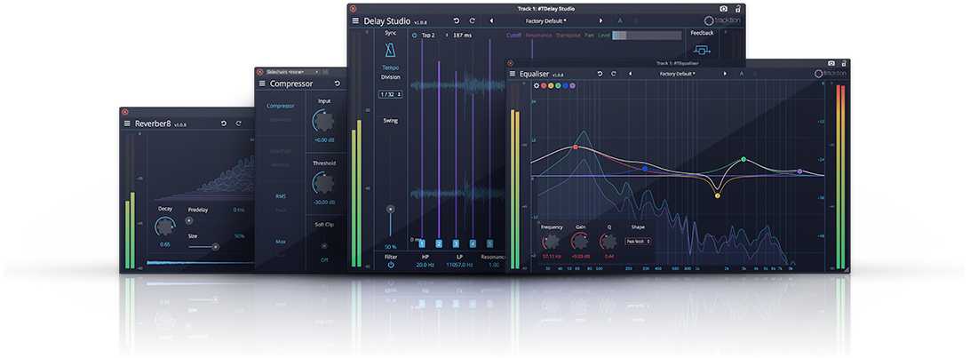 The Equaliser, Compressor, Reverber8 and Delay Studio