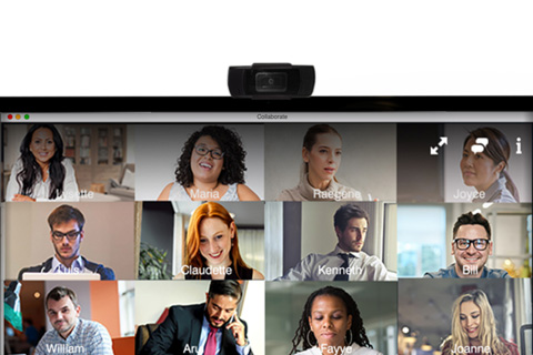 The UNITE 10 webcam from ClearOne in use on a laptop, helping to enable remote collaboration