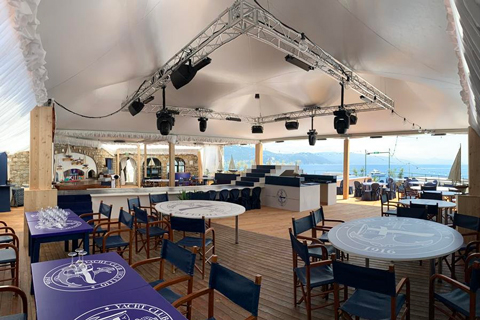 The venue features both indoor and outdoor spaces