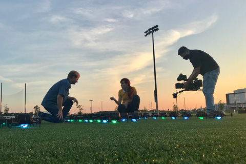 The report featured a live demonstration of 62 Verge Aero drones performing a range of imagery in the night sky