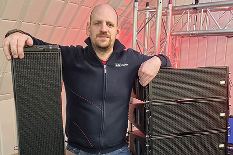 Collaborative Creation’s Sam Vincent with the AED Audio product range