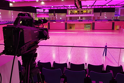 The main hall at QUSEC was designed to host sports like basketball and tennis (photo: Matt Villis)