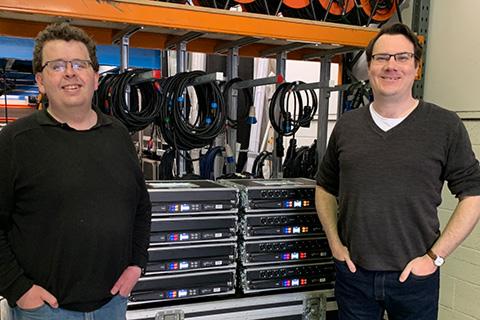 Phillip Hughes, managing director of Magnum PA (left) and James Lawford, live sound channel manager of CUK Audio