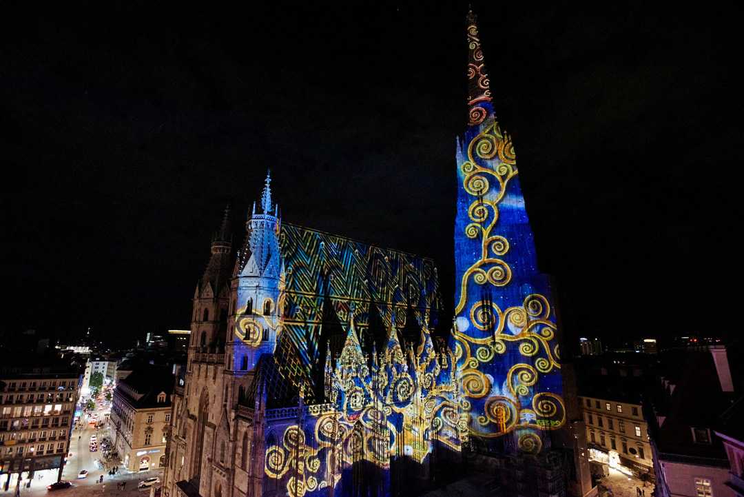 The Stephansdom’s complete south view was bathed in spectacular video content and light