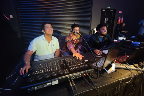 Sachin Dunakhe, lighting designer and operator Rahul Joglekar and Amey Pendharkar