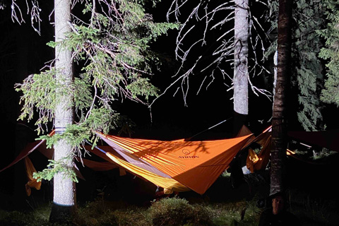 The hammocks and tarpaulins were branded with LiteNordic and Ayrton logo
