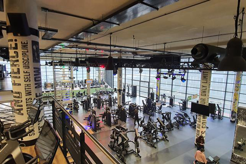 The gym boasts 5000sq.m of cardio and weight training space