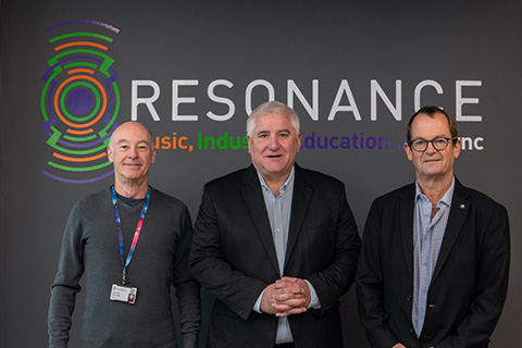Chris Cronin, treasurer, Board of Trustees, Resonance, Councillor Patrick Harley and Dave Crump, CEO CT Europe & Middle East