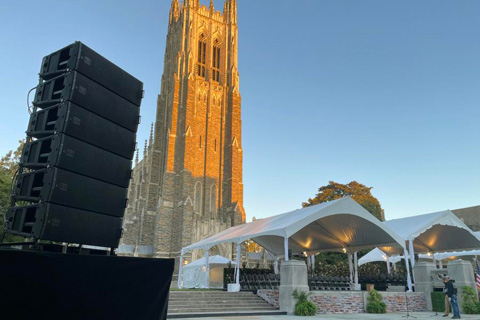 Six MLA Compact cabinets were placed on decks, far off stage right and left