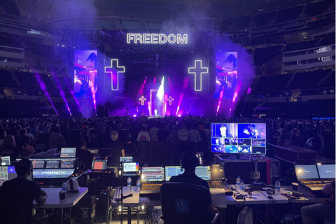 ROE LED screens adorned the stage powered by Brompton LED processing