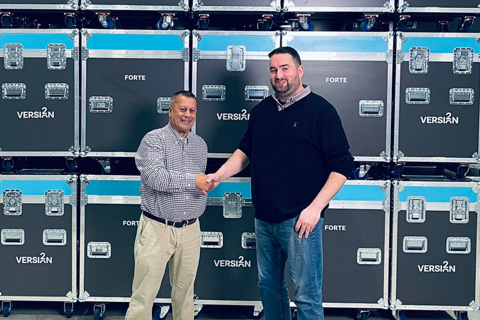 Ashley Lewis, Robe UK’s key account manager for touring, TV, theatre & film, with of Version2 Lights MD Nick Edwards