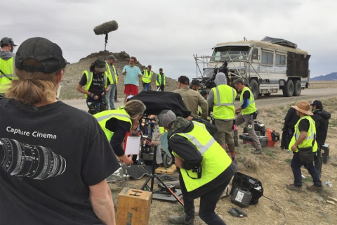 Sound mixer Darryl L. Frank on location
