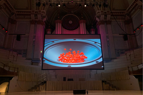 PAS supplied a Panasonic PT-RQ22K projector at Huddersfield Town Hall as well as a FocalPoint screen for Dewsbury Town Hall