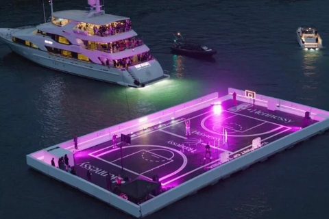 The courtside lighting display featured 24 Chauvet Professional Well STX 180 fixtures