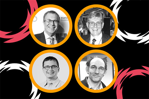 The nominees, clockwise from top left: David Edelstein, Paul Mardon, JB Toby, and Peter Kirkup