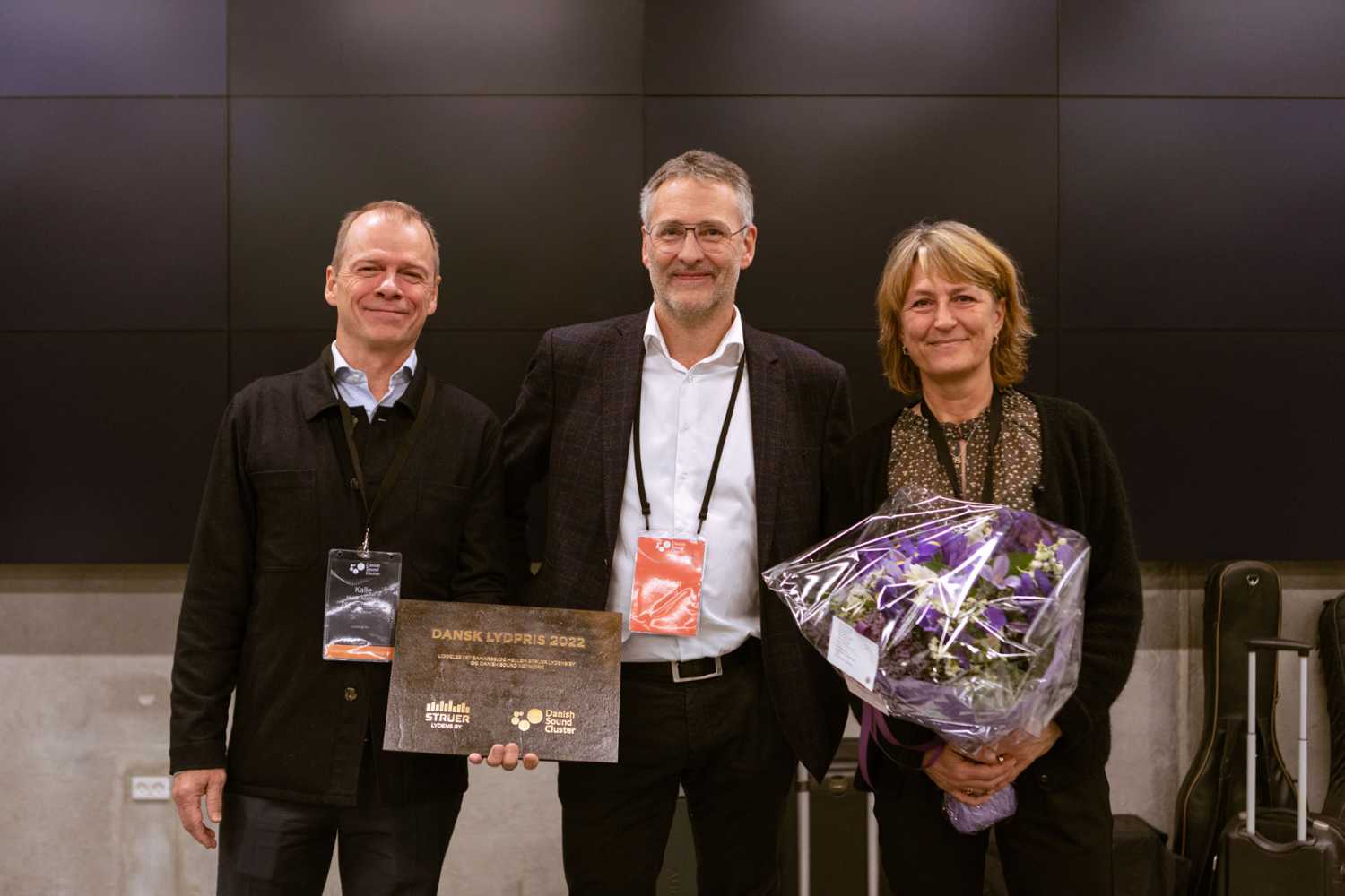 DPA Microphones CEO Kalle Hvidt Nielsen, Danish Sound Cluster CEO Torben Vilsgaard and DPA Microphones vice president of marketing Anne Berggrein