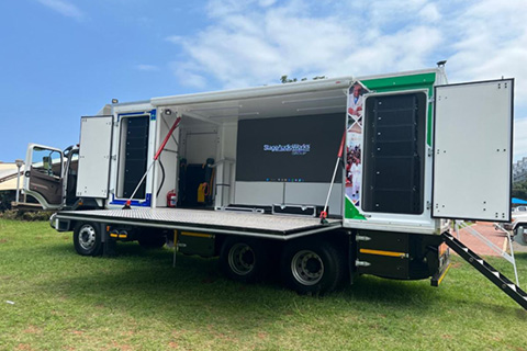 Stage Audio Works were brought in to design and install a complete AV system for the touring truck