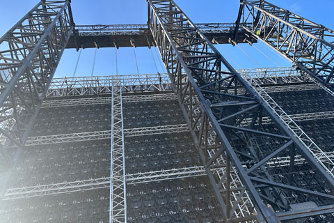 Unusual Rigging & Engineering provided structure and rigging to support the main screen and lighting fixtures