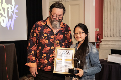 ABTT Award for Emerging Excellence Winner Li Li Peberdy with David Evans, ABTT co-chair