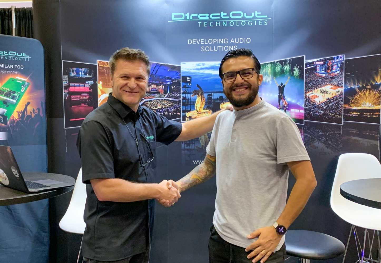 Luca Giaroli (strategy and audio solutions manager), Diego Cárdenas (business development manager for Latin America)