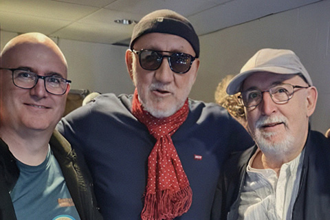 Iain Ogilvie (right) and his son John with Pete Townshend