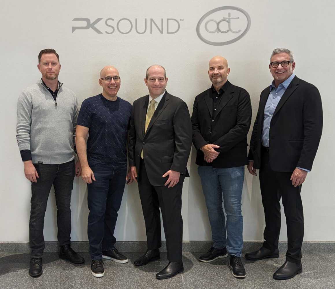 James Oliver, CSO, PK Sound; Jeremy Bridge, CEO, PK Sound with ACT Entertainment’s Ben Saltzman, David Johnson and Ralph Mastrangelo